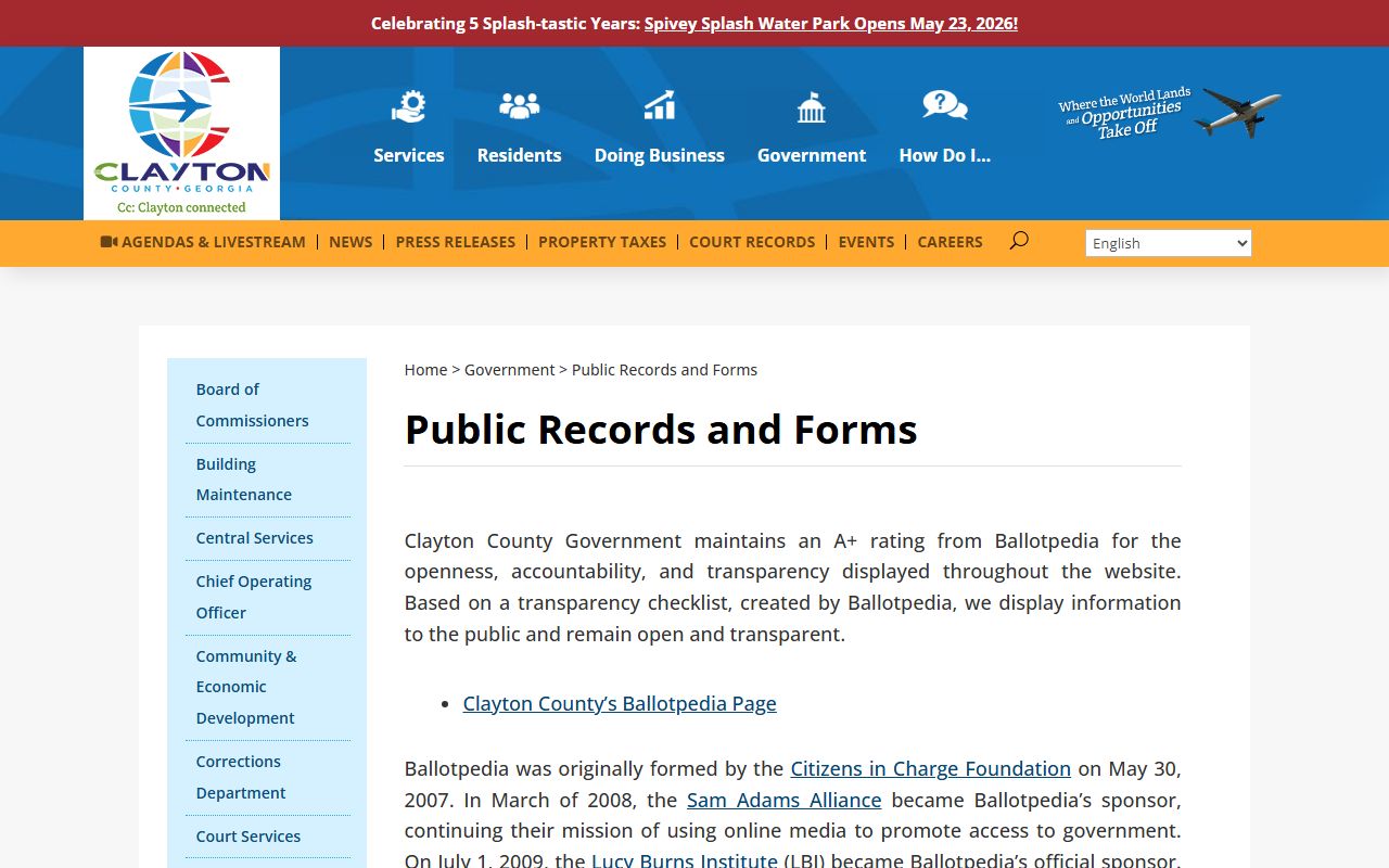 Clayton County public records and forms page