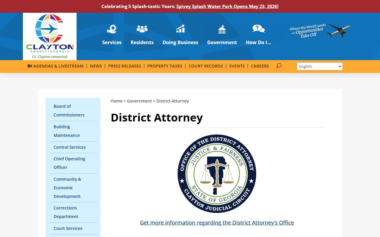 Clayton County District Attorney page