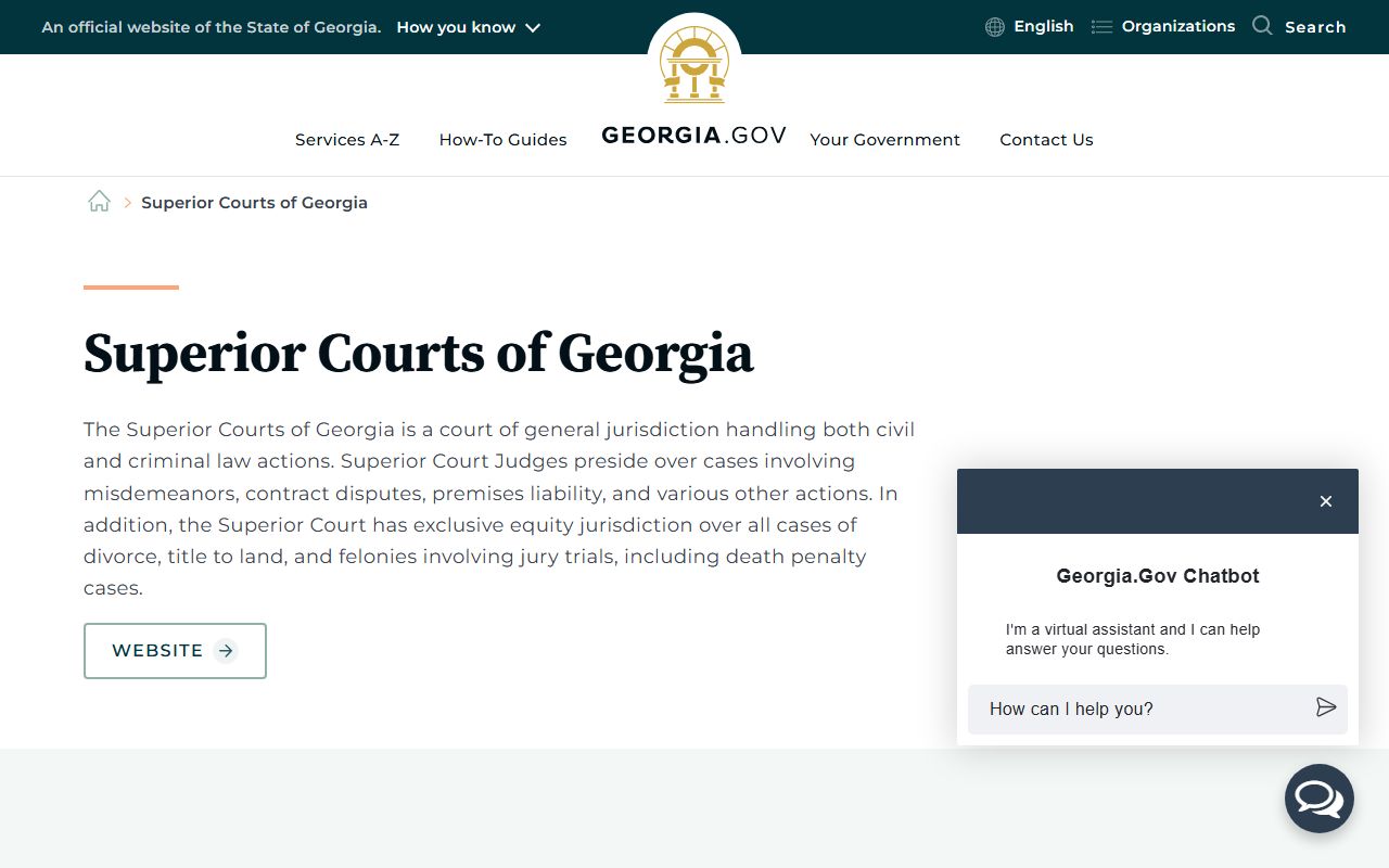 Georgia.gov Superior Courts page
