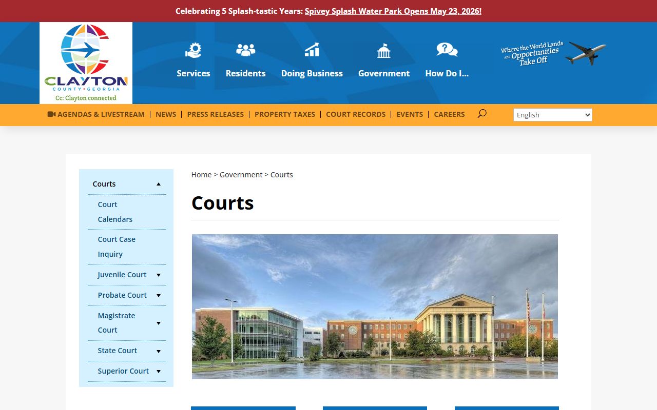 Official Clayton County courts landing page