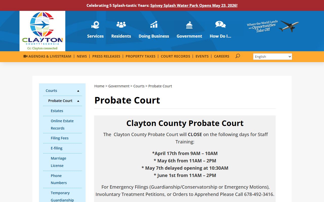 Clayton County Probate Court page