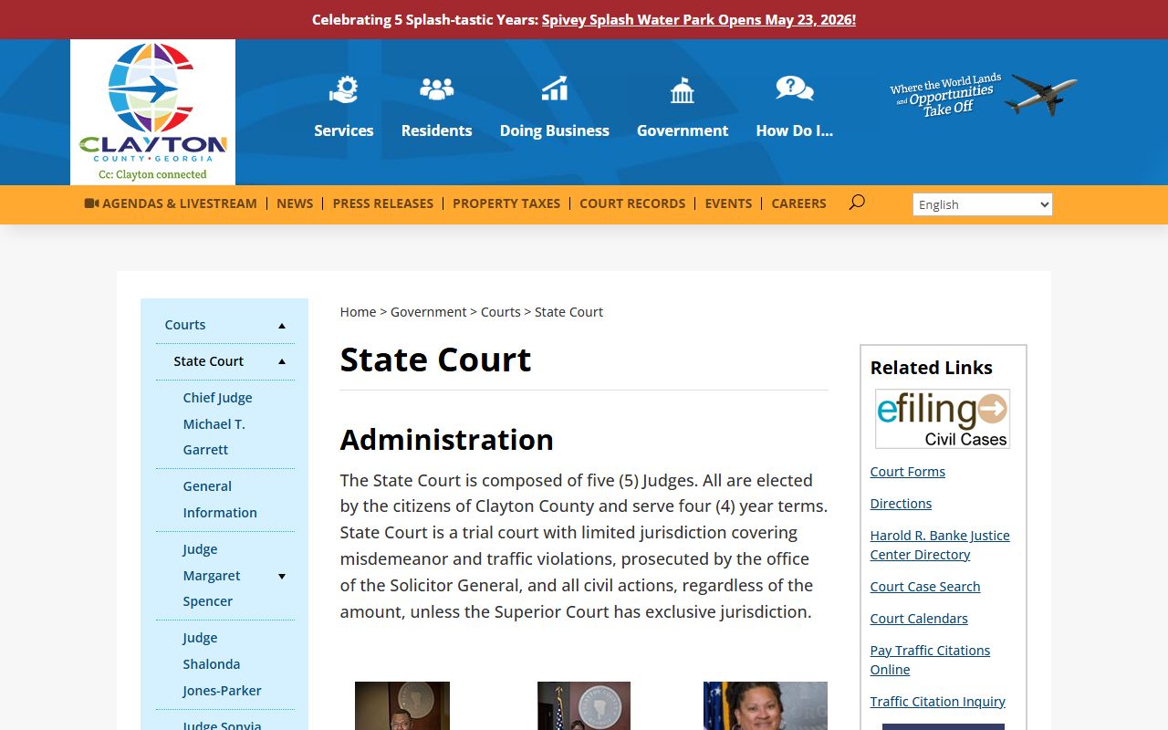 Clayton County State Court page