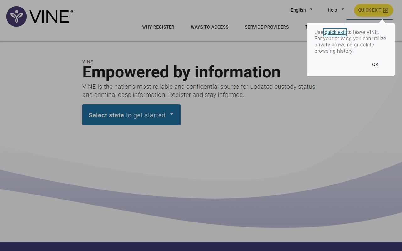 VINELink victim notification system search